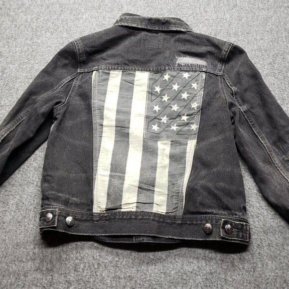 Polo Ralph Lauren Denim Supply Black Jean Jacket USA Flag Patch Vtg Women's XS - Picture 1 of 12